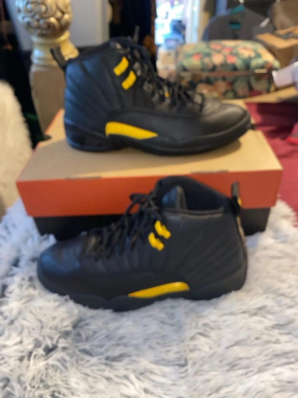 Jordan Men’s Athletic Shoes Black with Yellow Accents